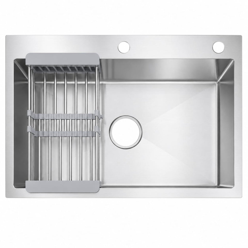 Stainless Steel Kitchen Sink Bowl 75×45 CM | With Basket & Drain Set